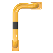 Anti-nudge hoop 90 | one sided- deep version | steel tube  76 mm | yellow / black | one-sided, right | height above ground: 1150 mm | for casting in concrete
